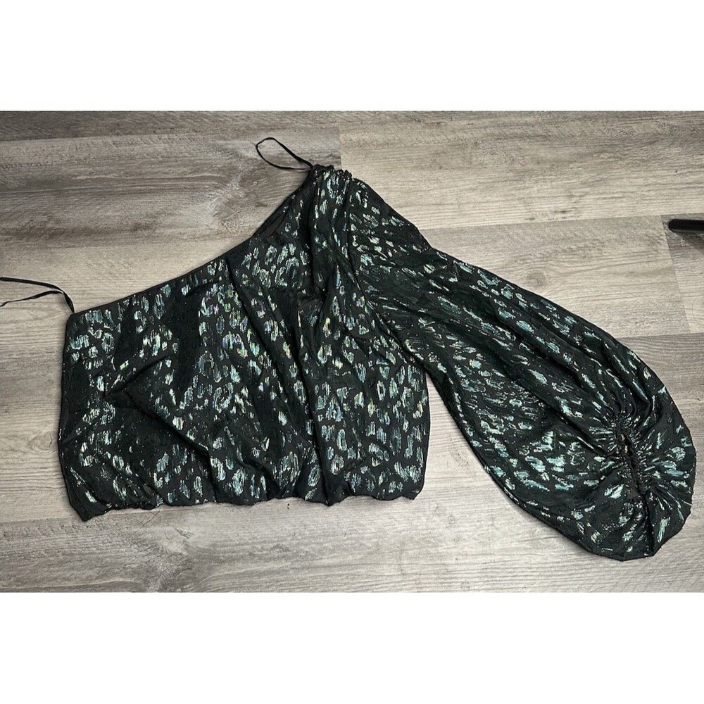 NWT Do+be Women’s Green Cheetah Leopard One Shoulder Top - Large